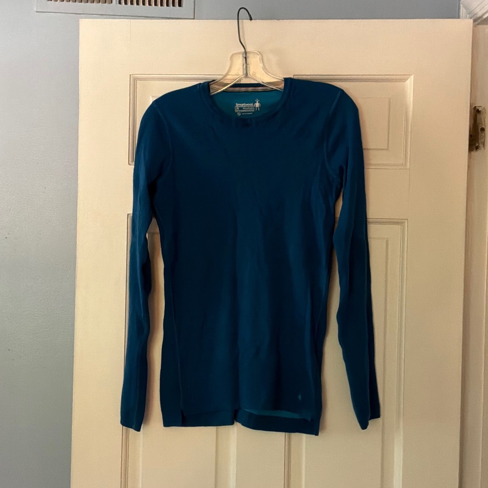 Smartwool Intraknit Thermal Merino Base Layer Crew Heavyweight Teal Blue Top L